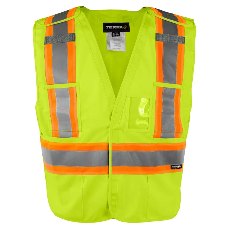 Terra® Hi-Vis Solid 5 Point Tear Away Polyester Safety Vest - CSA Class 2 Level 2 - 116600